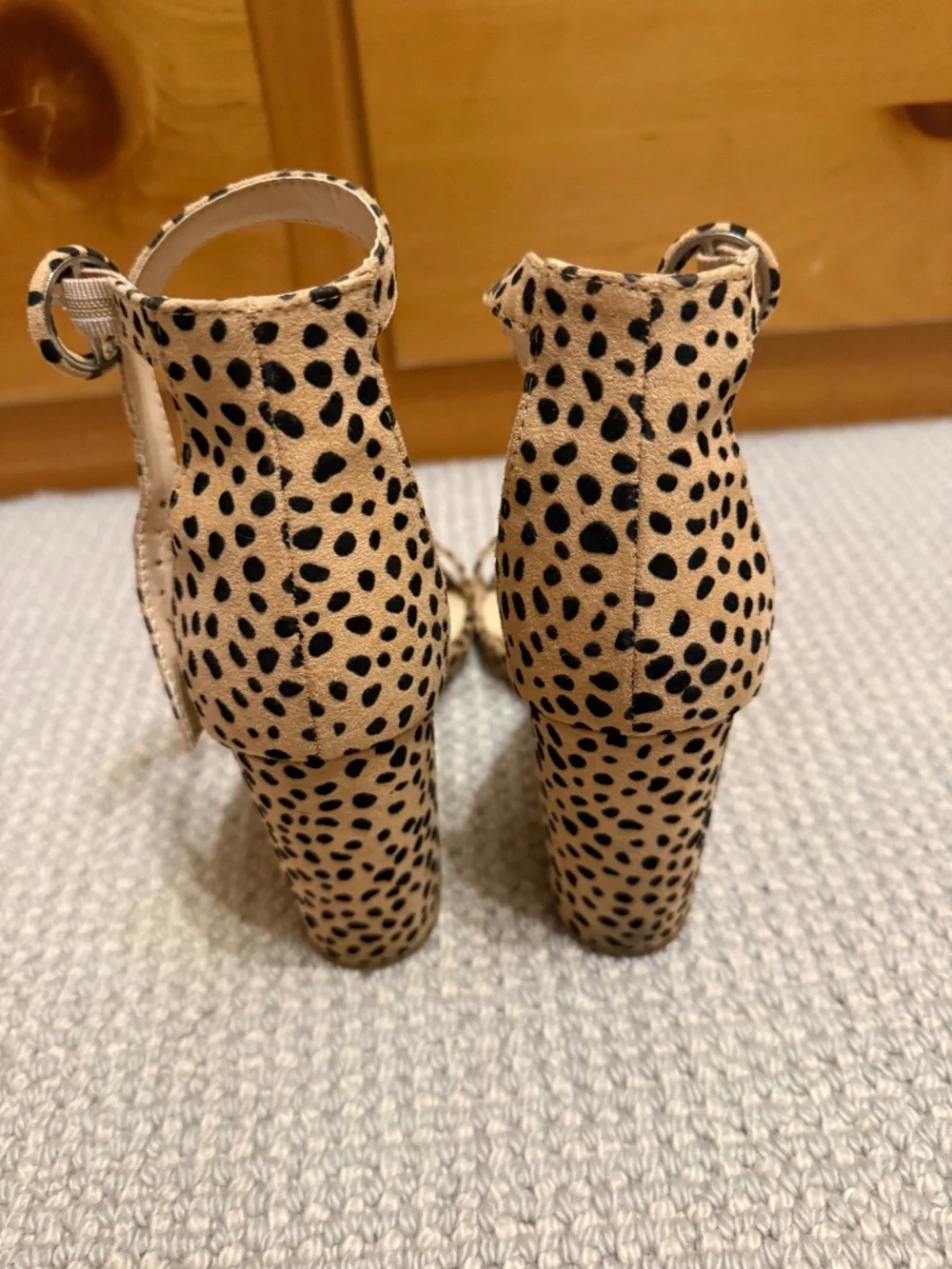Qupid leopard/cheetah print ankle-strap block heels